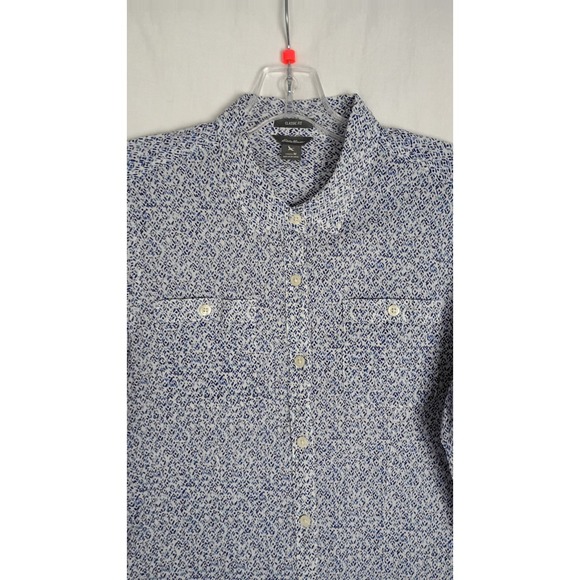 Eddie Bauer Women's Shirt Sz M Classic Fit Blue White Print Roll-Tap - Picture 5 of 7